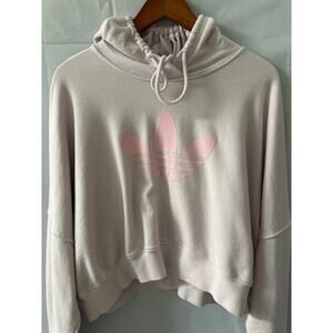 Adidas Womens Oversized Hoodie Sweatshirt Light Pink With Drawstring